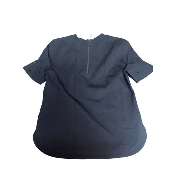 Akris Punto Pixel Studded Bell Sleeve Black Blouse Size 2 Zip Up Back - Picture 2 of 2